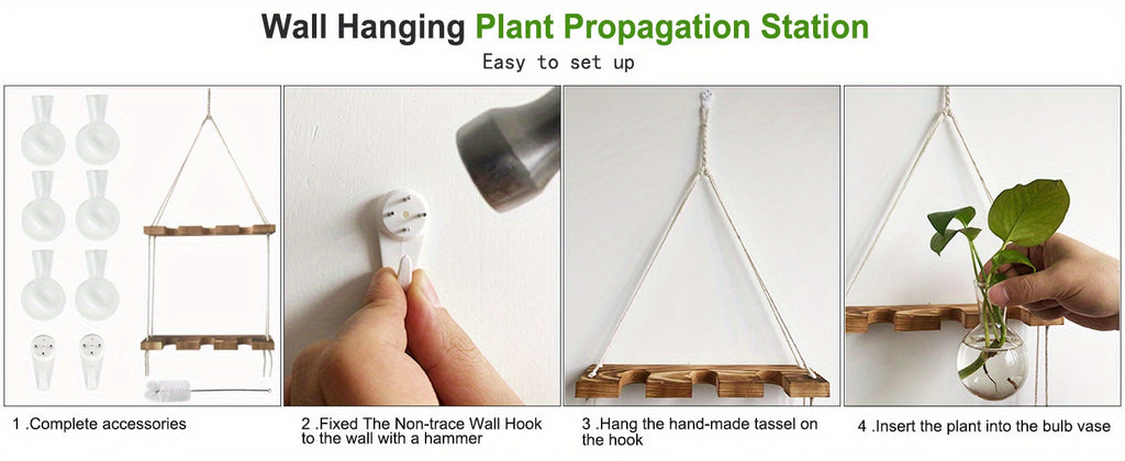 Station Murale de Bouturage pour Plantes – Support Bois & Vases en Verre