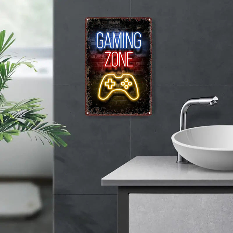 Panneau Néon LED Métal - Design "Gaming Zone"