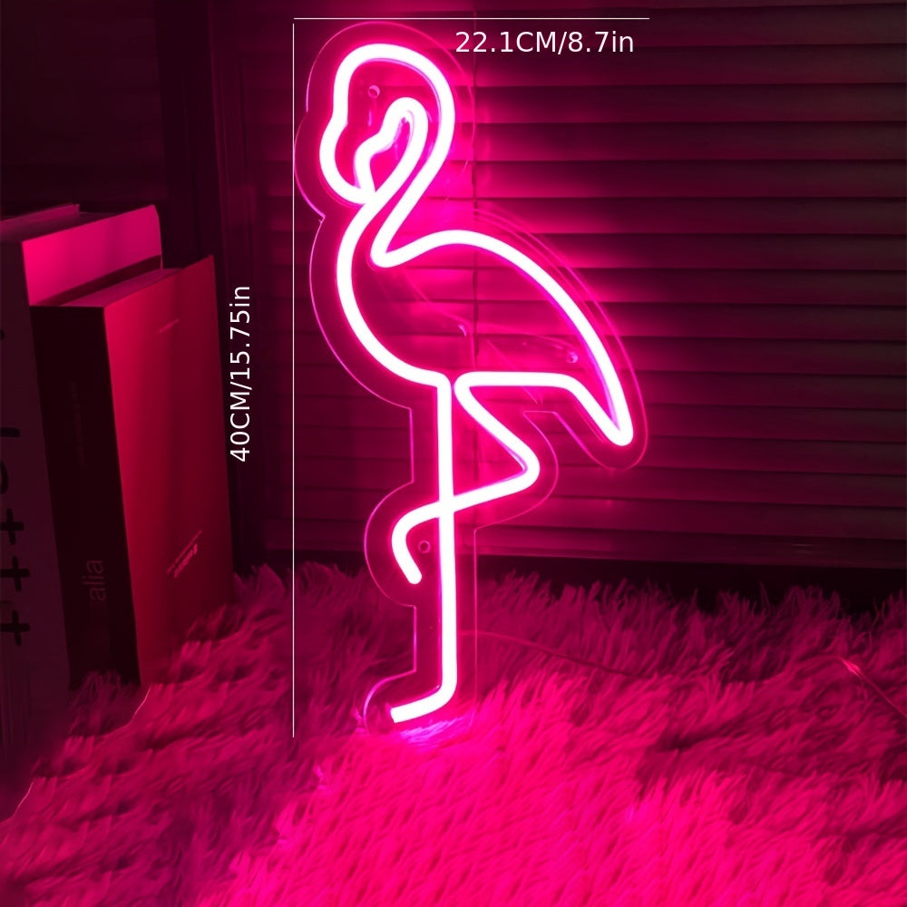 Panneau Néon LED - Design Flamant Rose