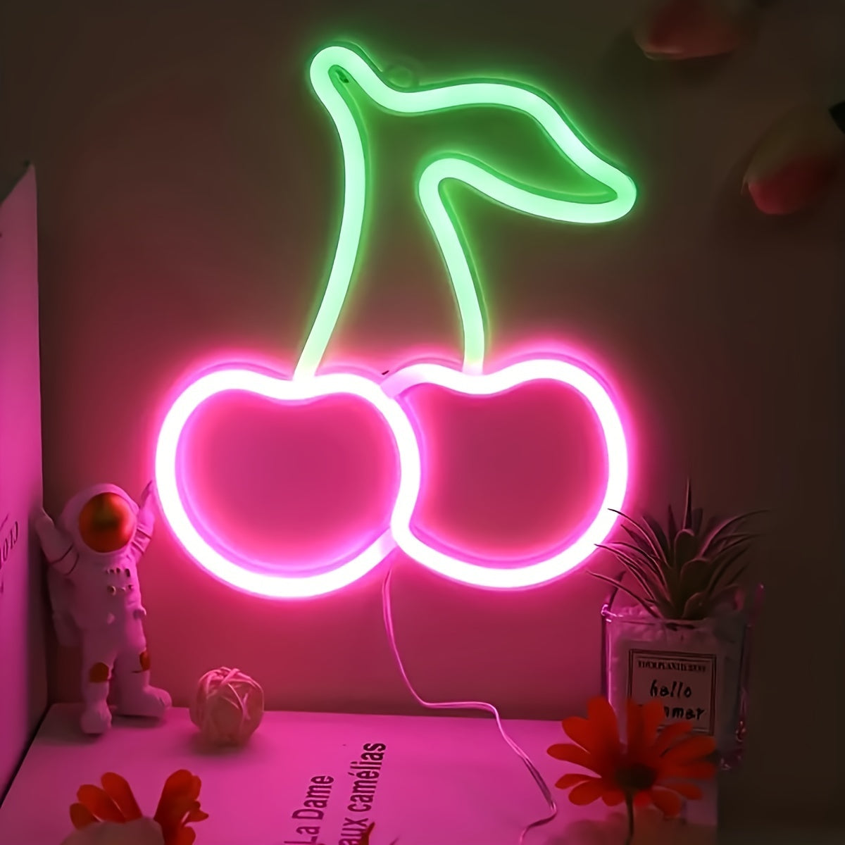 Panneau Néon LED - Design Cerise