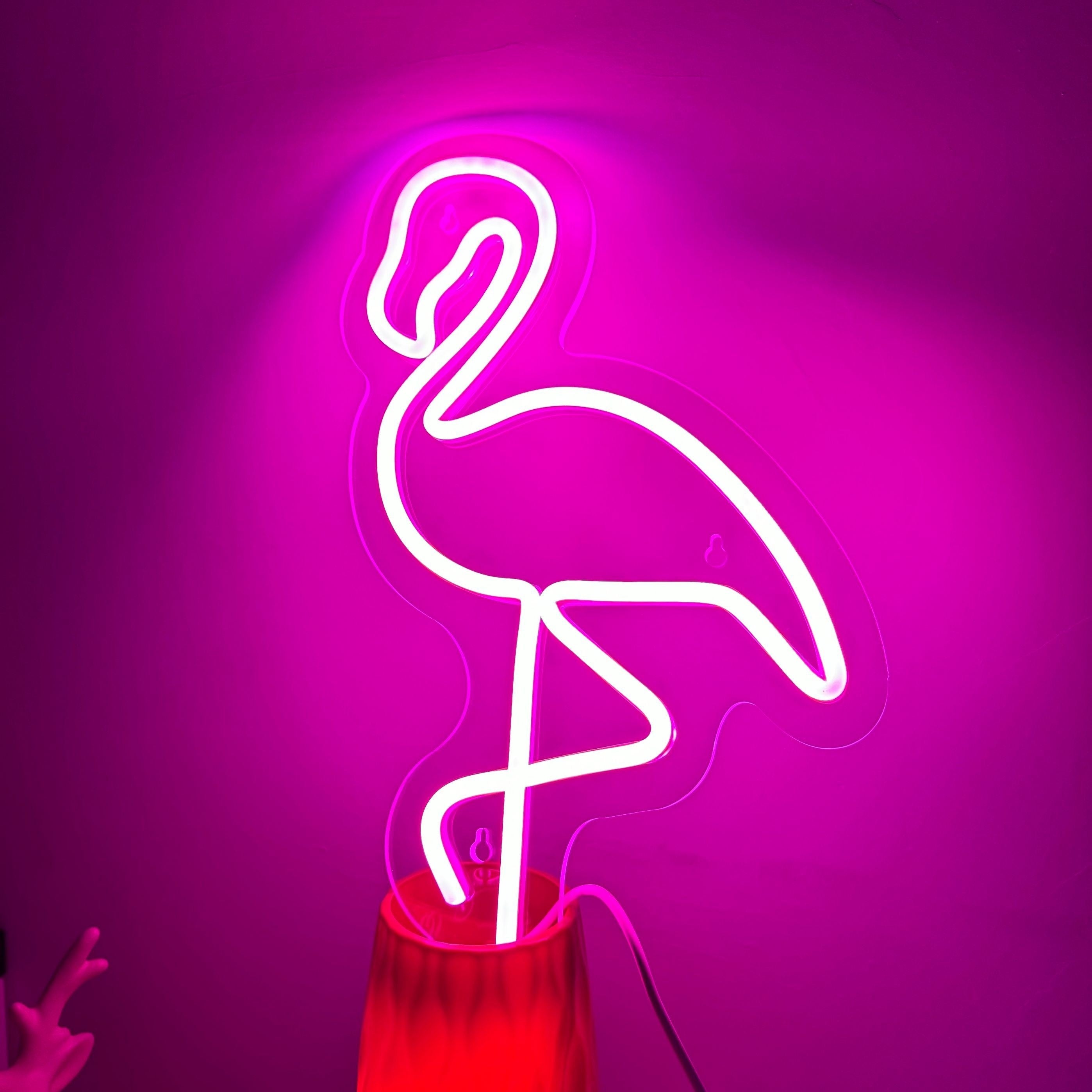 Panneau Néon LED - Design Flamant Rose