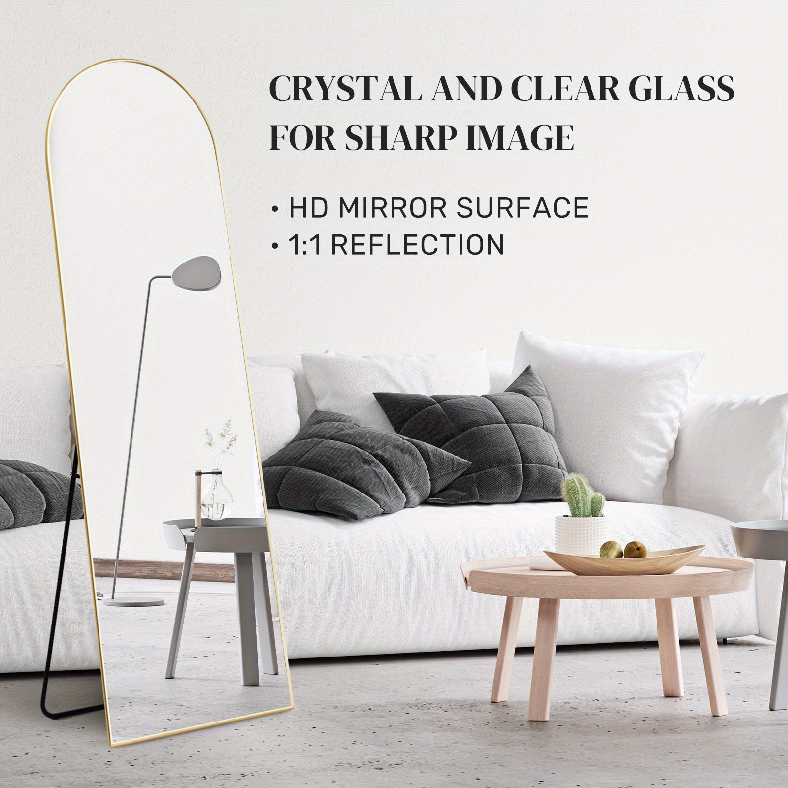 Miroir Arqué en Pied – Cadre Aluminium