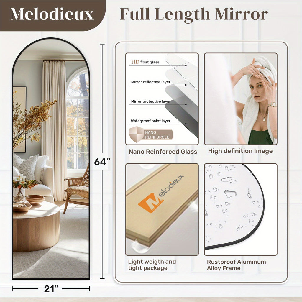 Miroir Arqué en Pied – Cadre Aluminium