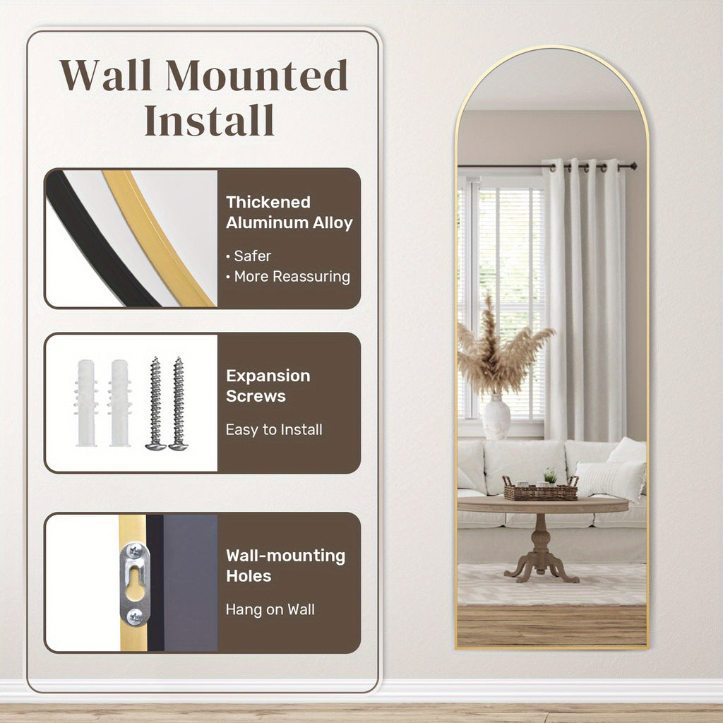 Miroir Arqué en Pied – Cadre Aluminium