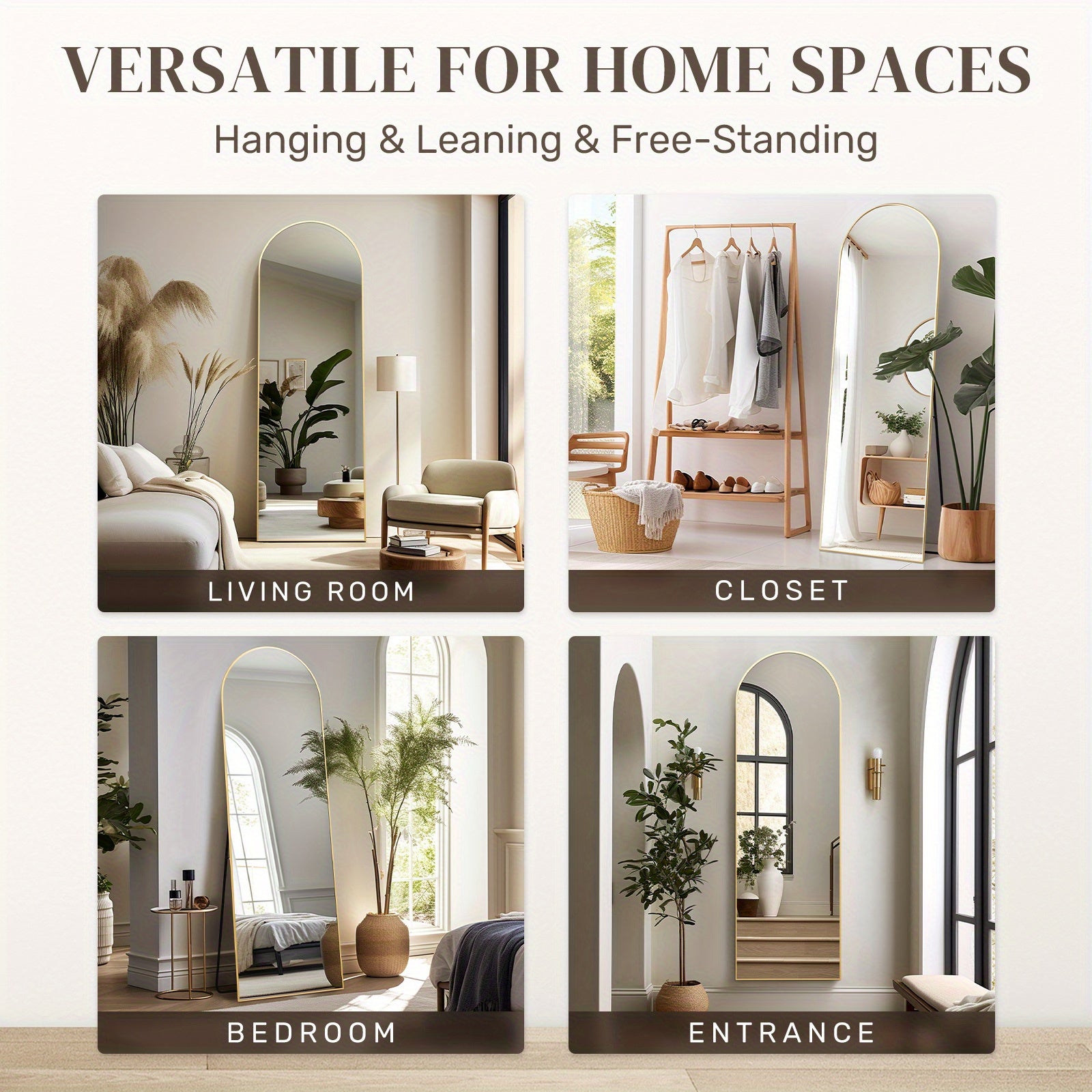 Miroir Arqué en Pied – Cadre Aluminium