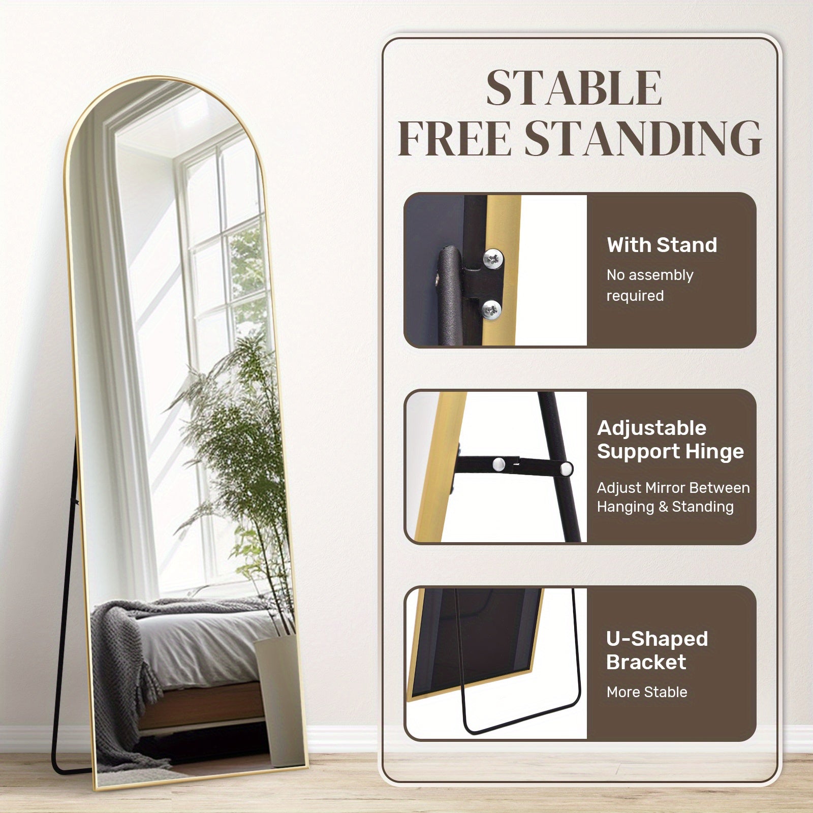 Miroir Arqué en Pied – Cadre Aluminium