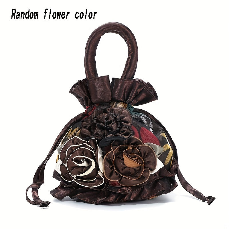 Sac à Main Floral à Cordon – Petit Sac Seau Tendance