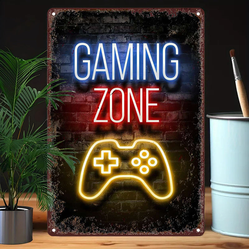 Panneau Néon LED Métal - Design "Gaming Zone"