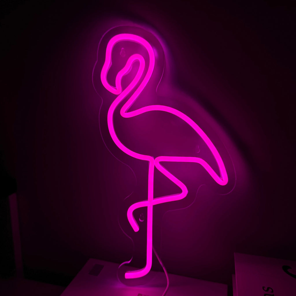 Panneau Néon LED - Design Flamant Rose