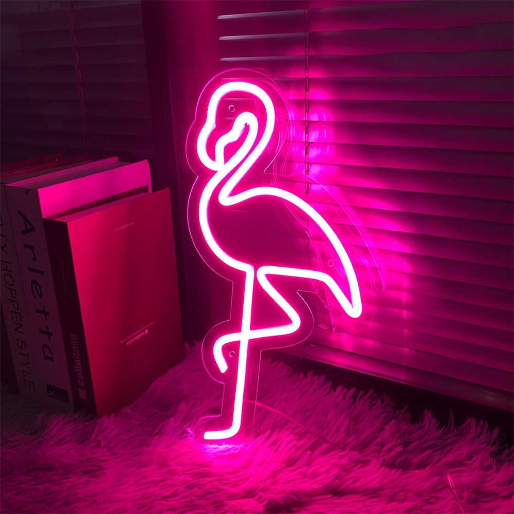 Panneau Néon LED - Design Flamant Rose