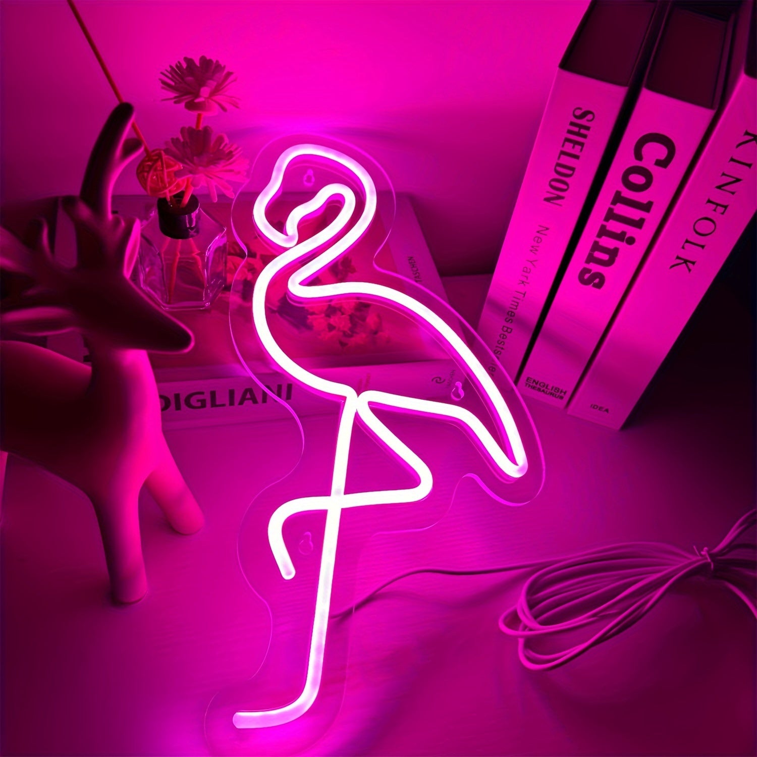 Panneau Néon LED - Design Flamant Rose