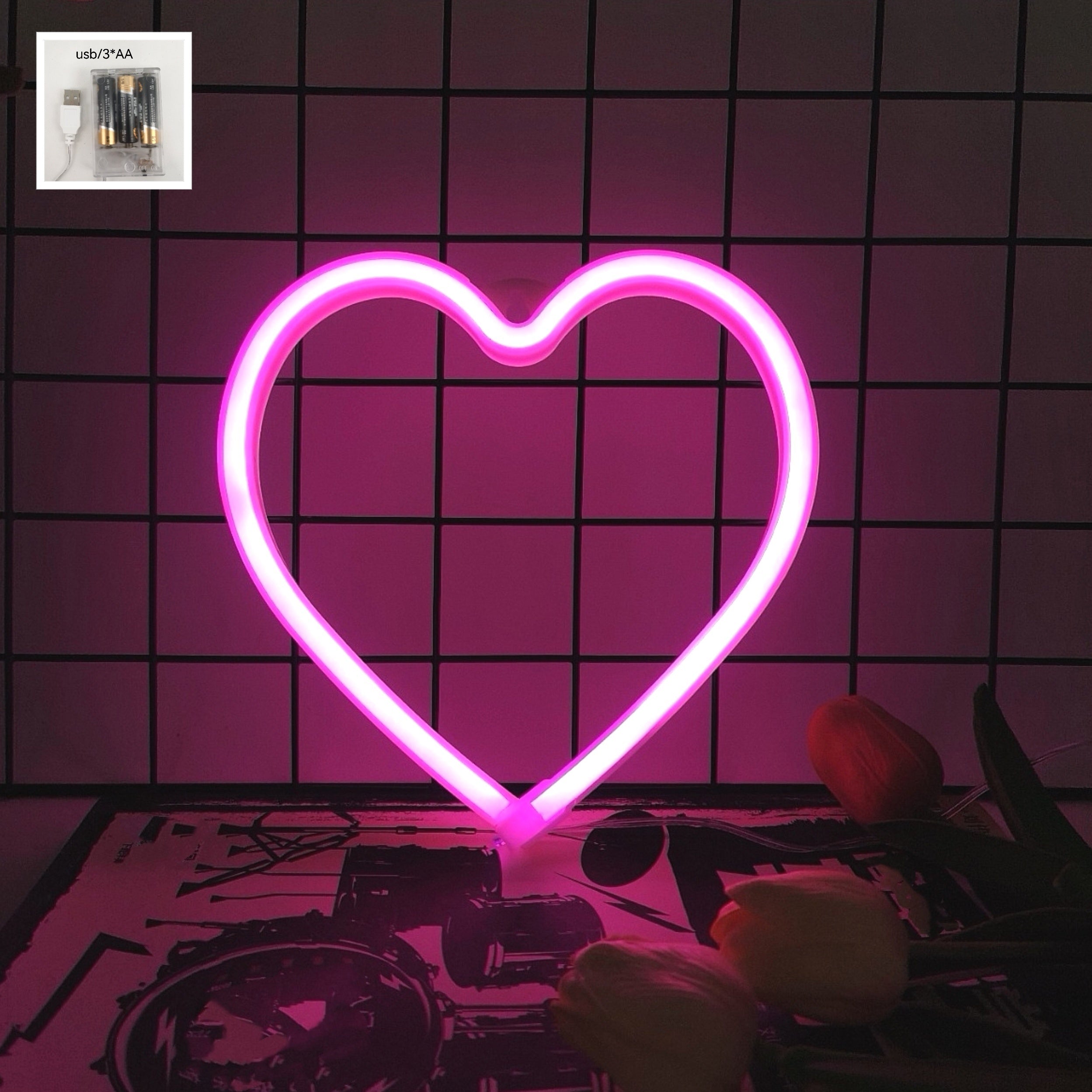 Panneau Néon LED - Design Coeur