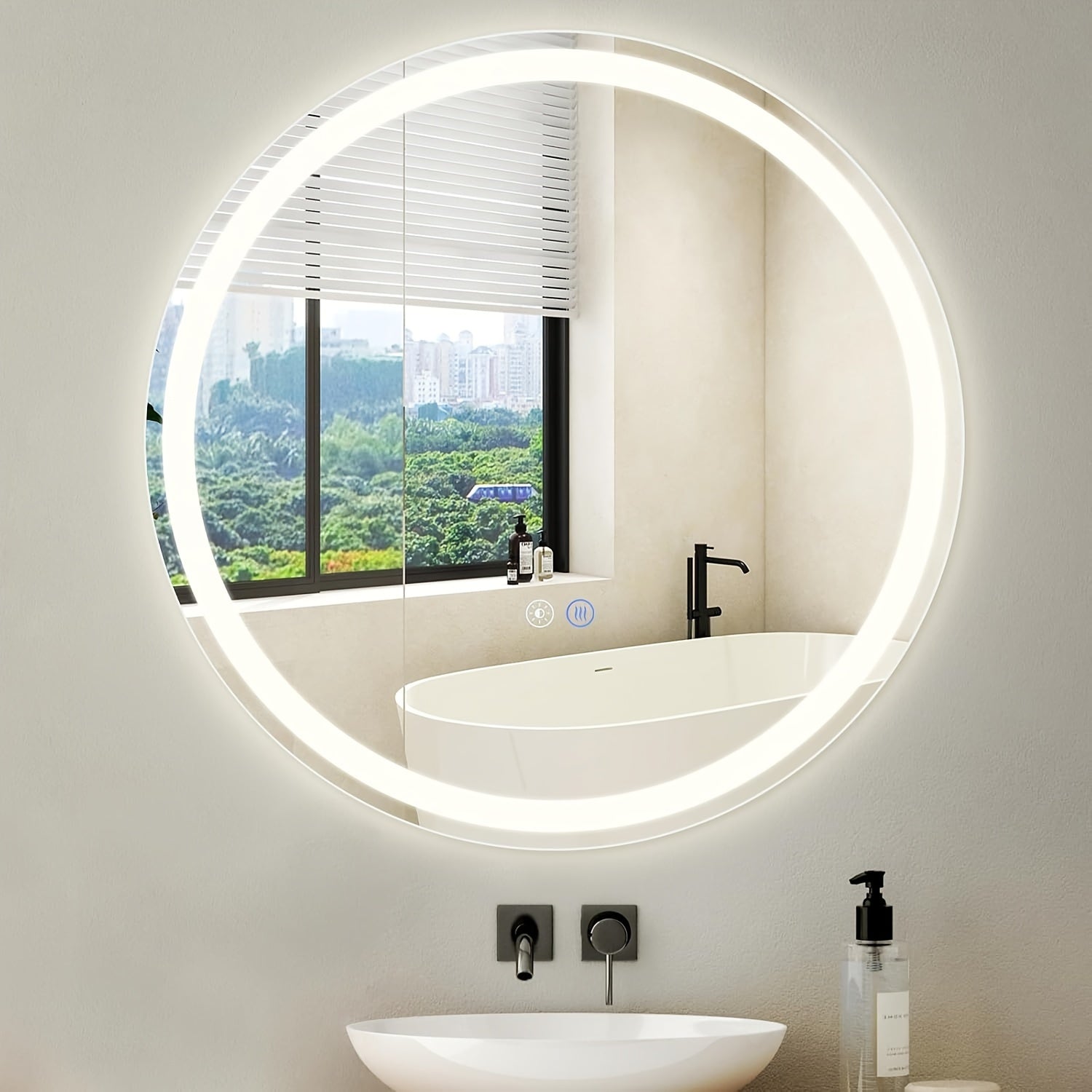 Miroir LED Moderne – Rond 50-80 cm avec Interrupteur Tactile, Anti-Buée
