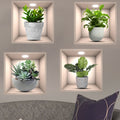 Lot de 4 Stickers Muraux Décoratifs Plantes - 30x30 cm