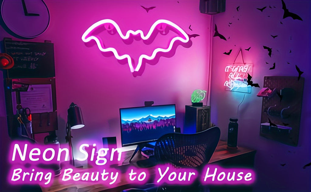 Panneau Néon LED - Design Chauve-Souris