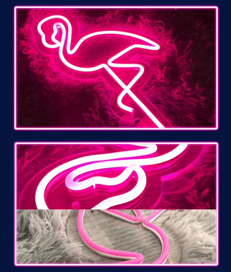 Panneau Néon LED - Design Flamant Rose
