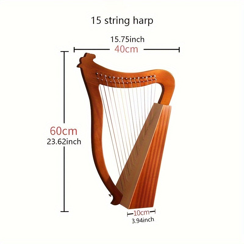 Harpe 15 ou 19 Cordes en Bois Massif – Instrument de Musique en Acajou