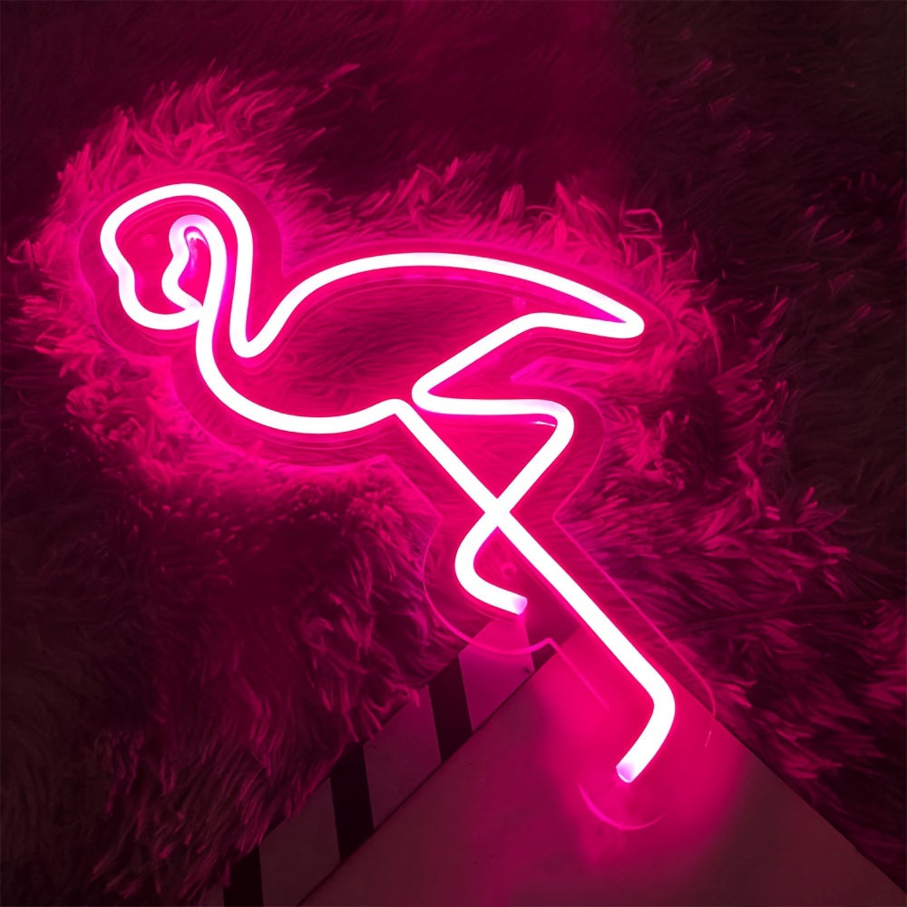 Panneau Néon LED - Design Flamant Rose