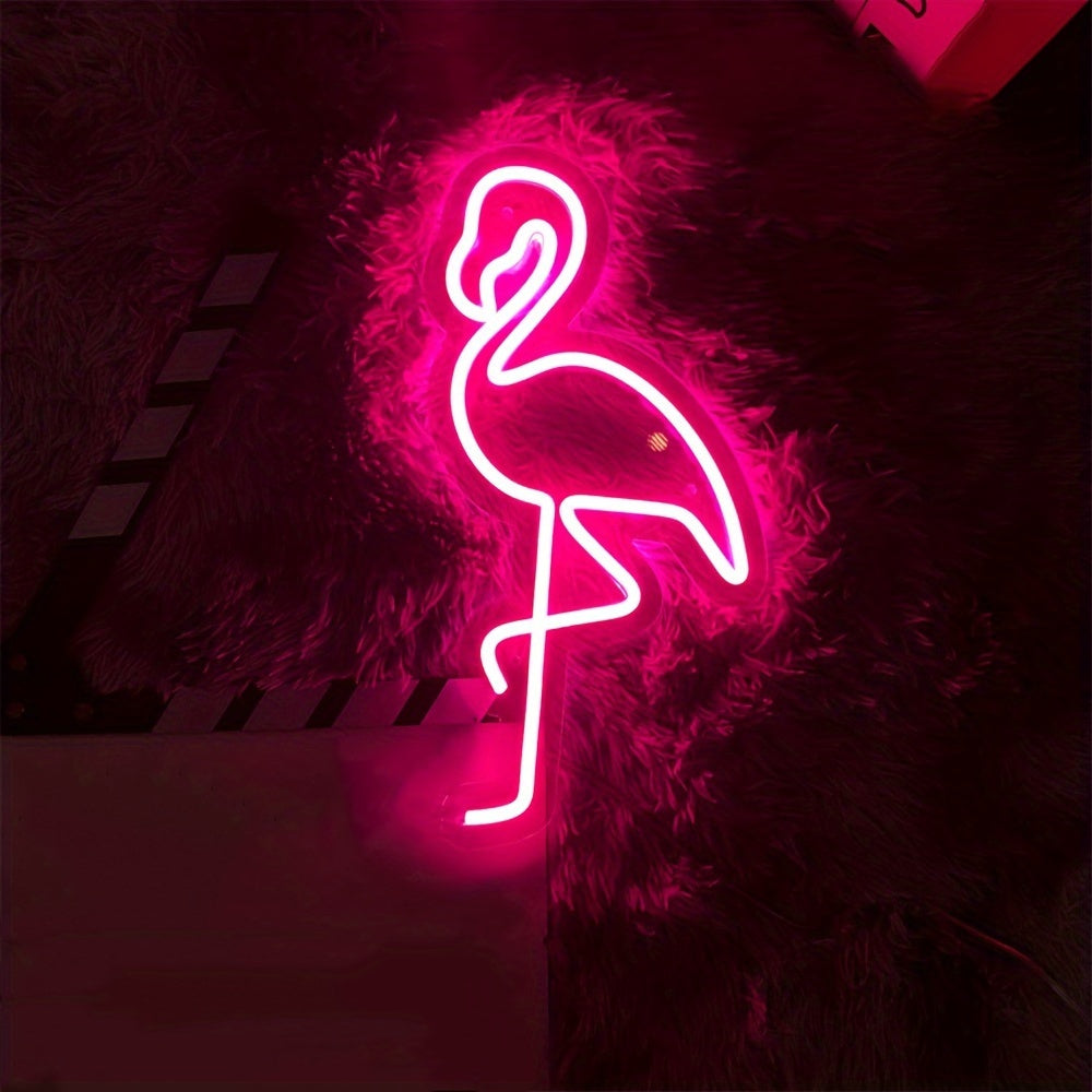 Panneau Néon LED - Design Flamant Rose