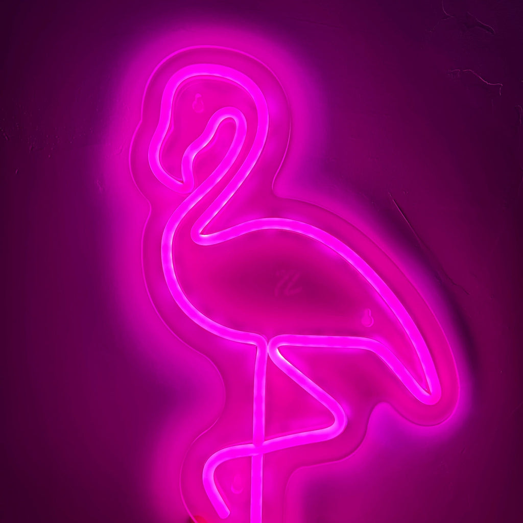 Panneau Néon LED - Design Flamant Rose