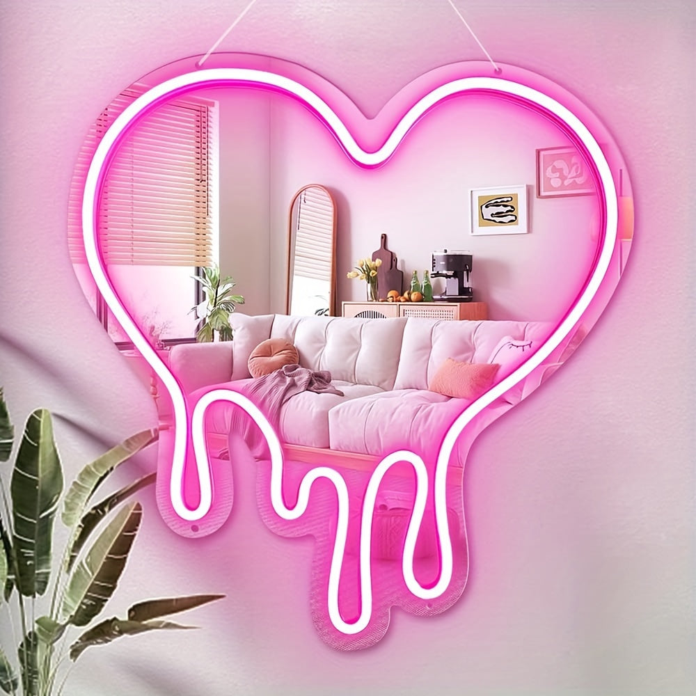 Miroir Néon LED - Design Coeur