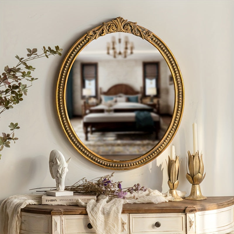 Miroir Ovale Vintage – Cadre Métal Poli