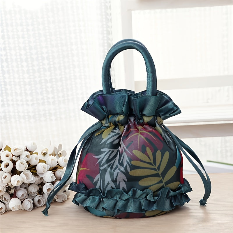 Sac à Main Floral à Cordon – Petit Sac Seau Tendance