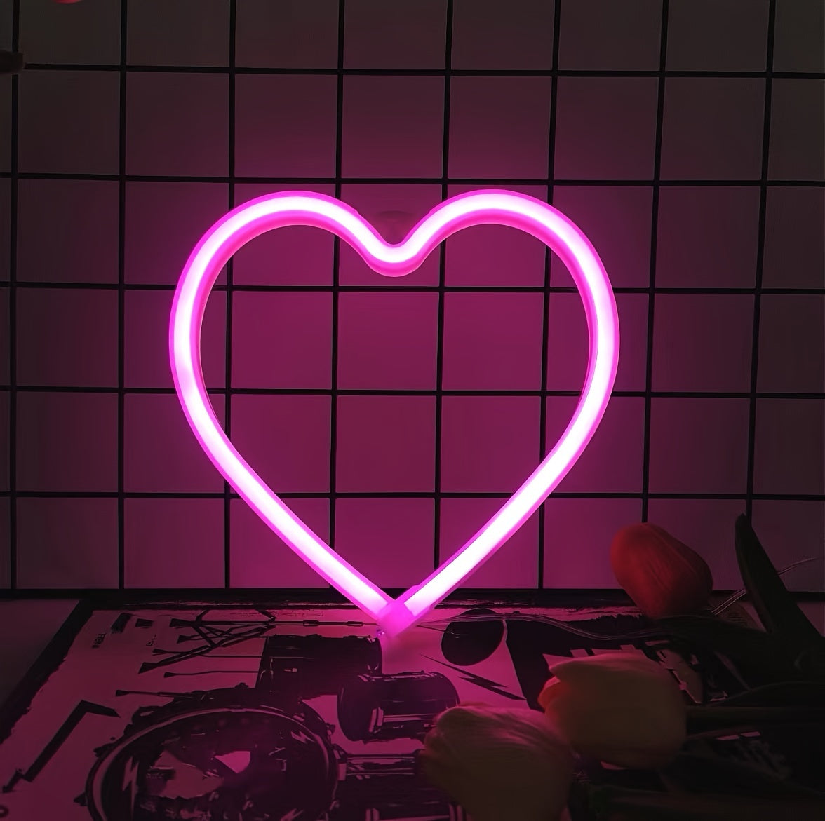 Panneau Néon LED - Design Coeur