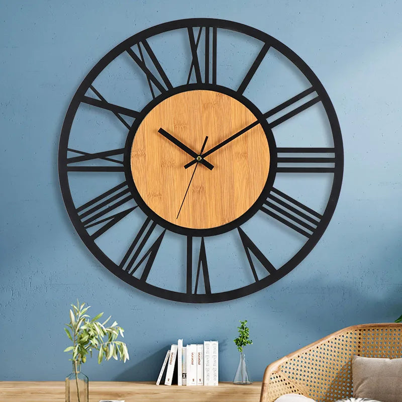 Horloge Murale 3D Grand Format – Chiffres Romains Nordiques