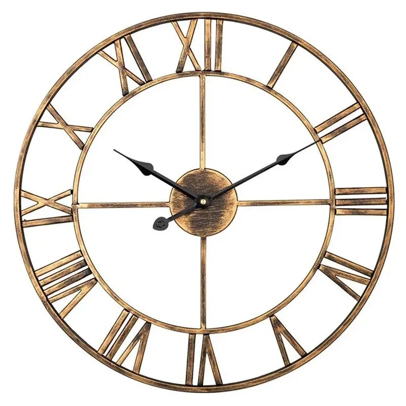 Horloge Murale Métal Style Européen – Design Antique et Silencieux