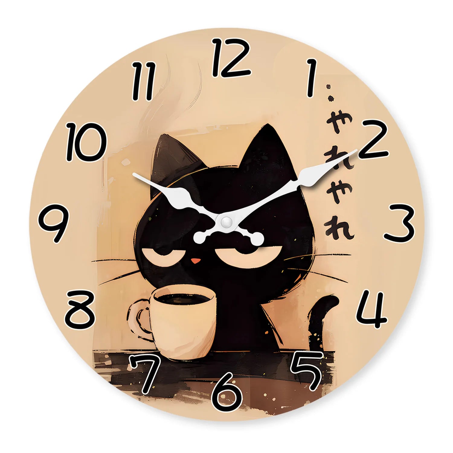 Horloge Murale Silencieuse en Bois et Bambou - Chat