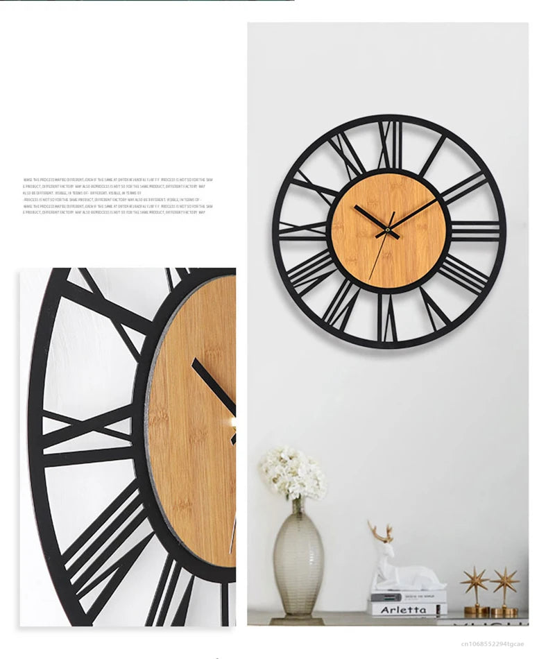 Horloge Murale 3D Grand Format – Chiffres Romains Nordiques