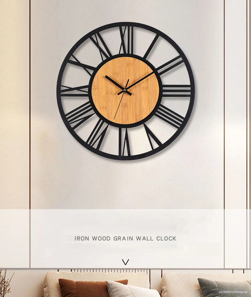 Horloge Murale 3D Grand Format – Chiffres Romains Nordiques