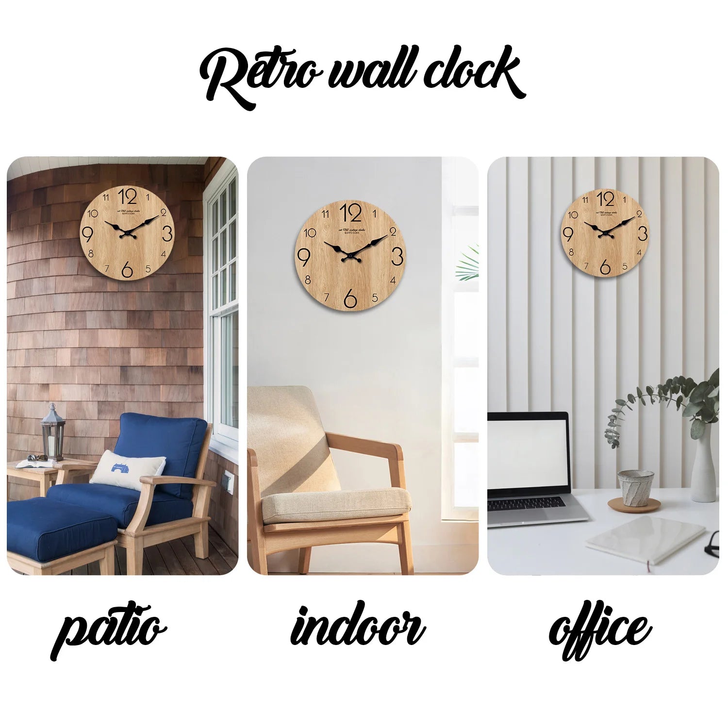 Horloge Murale en Bois Imitation Moderne – Motif Grain de Bois, Silencieuse Quartz