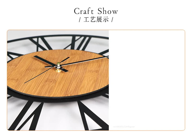 Horloge Murale 3D Grand Format – Chiffres Romains Nordiques