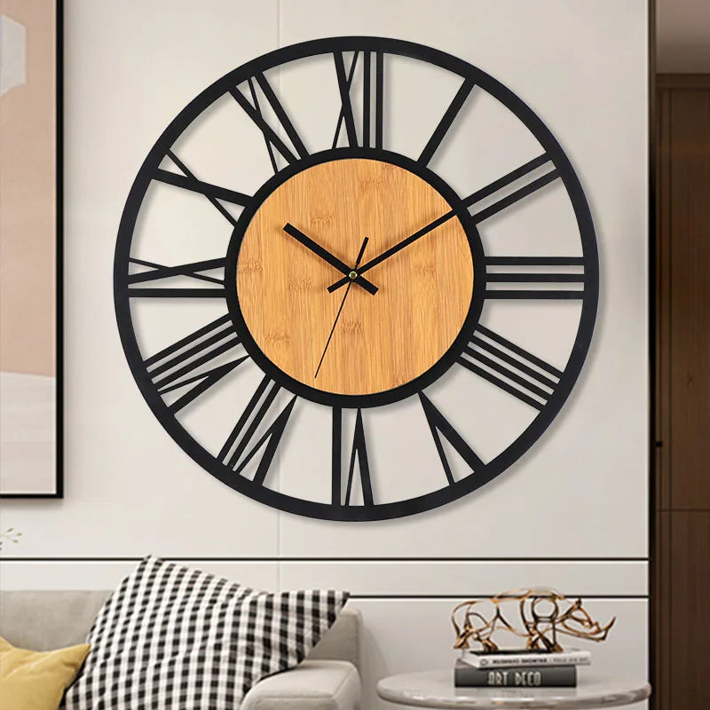 Horloge Murale 3D Grand Format – Chiffres Romains Nordiques
