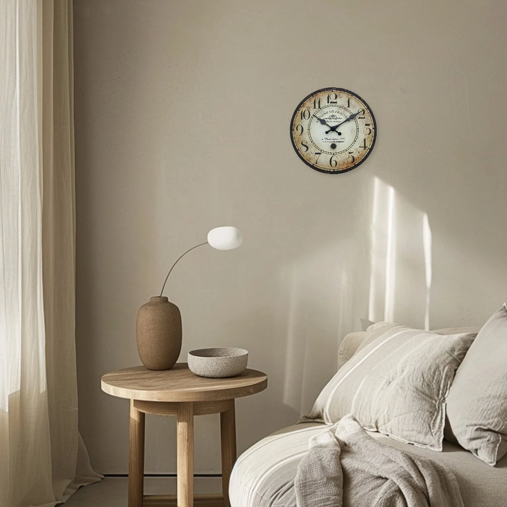 Horloge Murale en Bois Rétro – Motif “Antoine DE PRAITEON à Paris 1801”