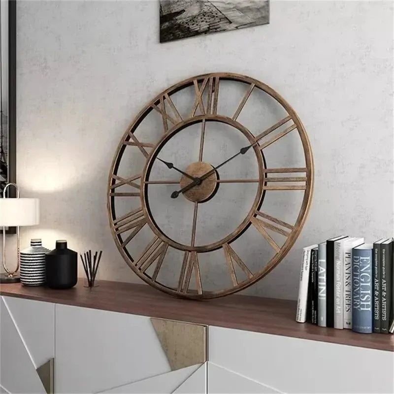 Horloge Murale Métal Style Européen – Design Antique et Silencieux