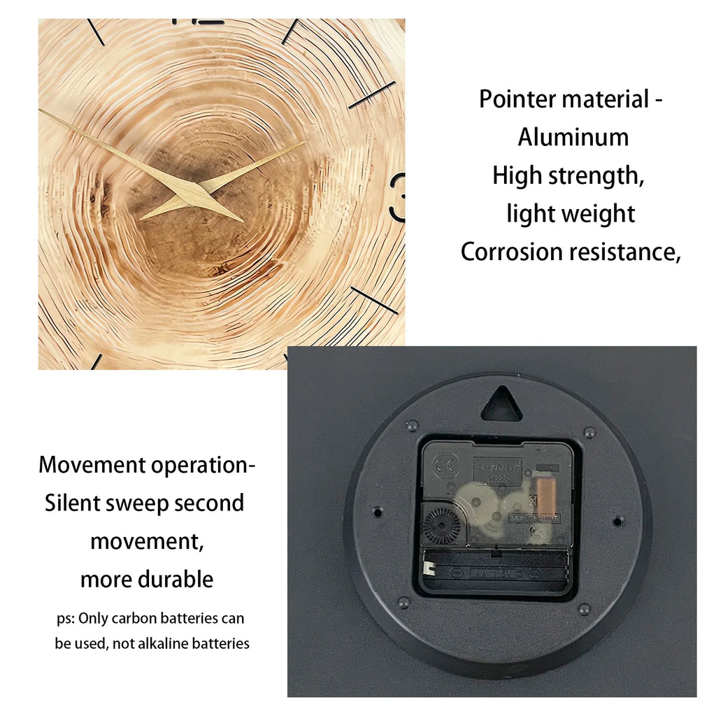 Horloge Murale en Bois – Anneau Unique, Motif Bois Naturel