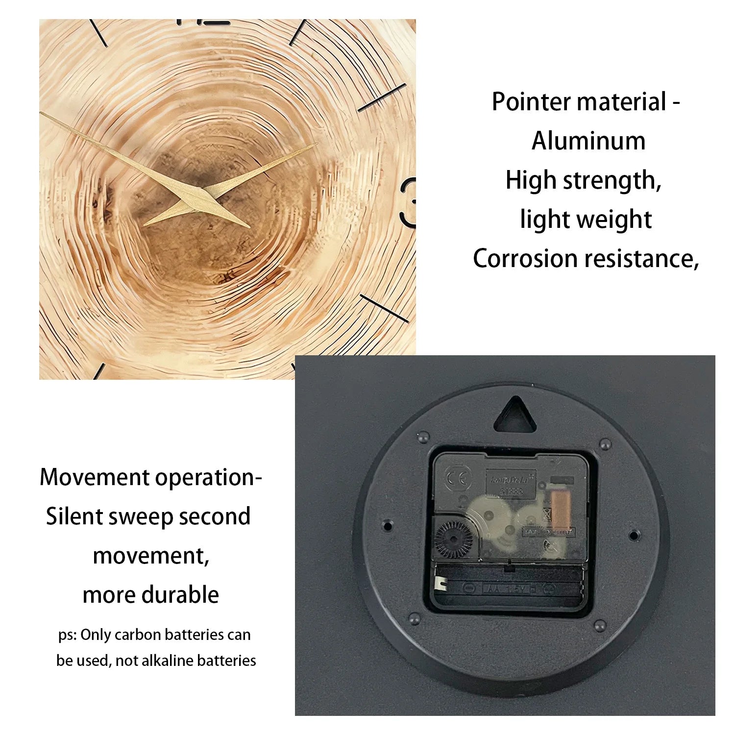 Horloge Murale en Bois – Anneau Unique, Motif Bois Naturel