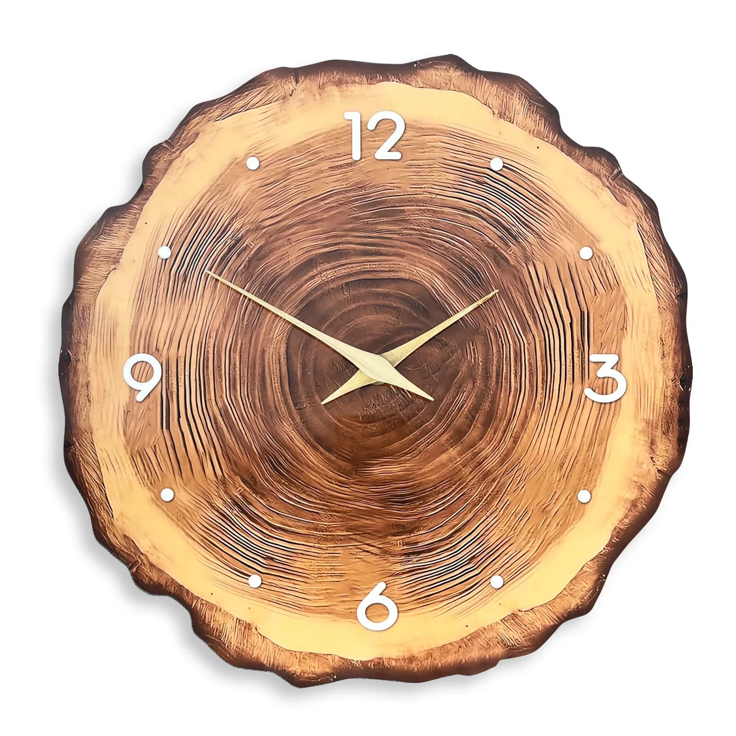 Horloge Murale en Bois – Anneau Unique, Motif Bois Naturel
