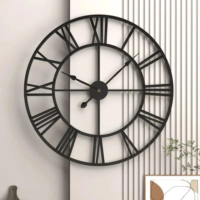 Horloge Murale Métal Style Européen – Design Antique et Silencieux