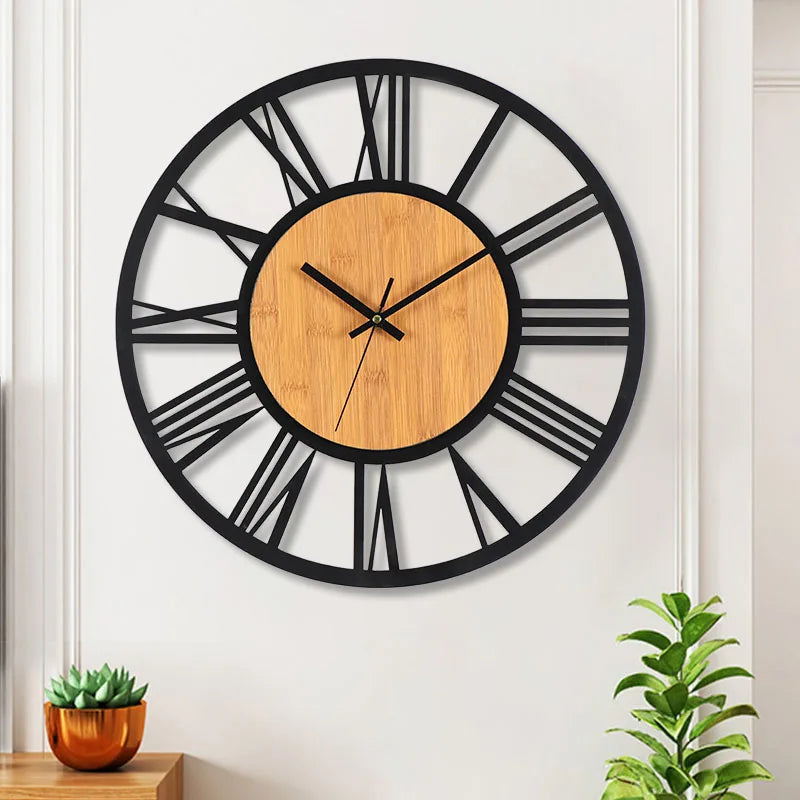 Horloge Murale 3D Grand Format – Chiffres Romains Nordiques