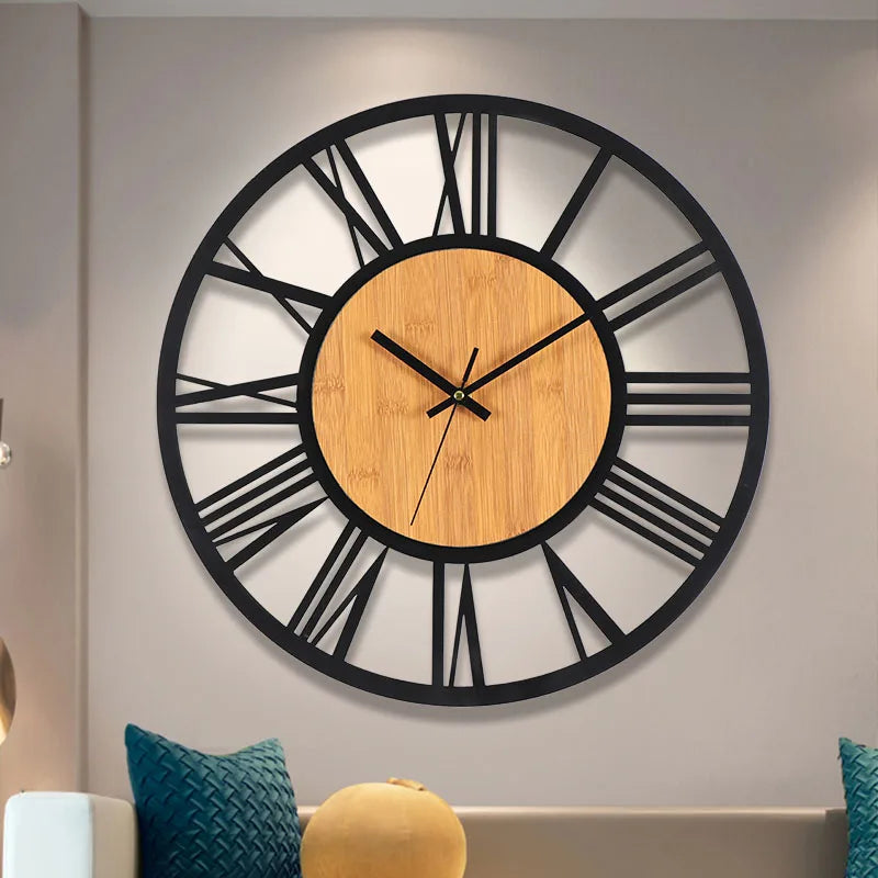 Horloge Murale 3D Grand Format – Chiffres Romains Nordiques