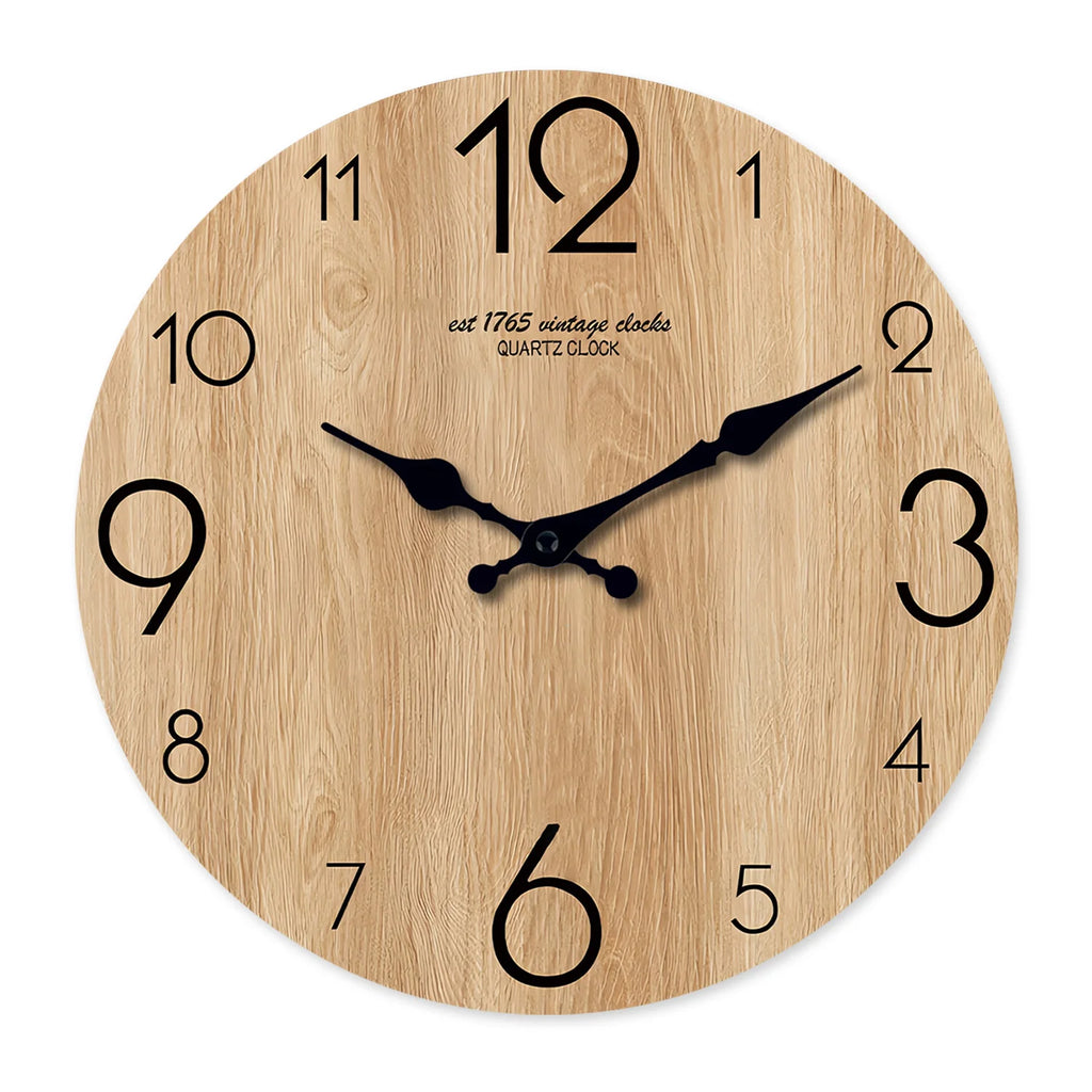 Horloge Murale en Bois Imitation Moderne – Motif Grain de Bois, Silencieuse Quartz