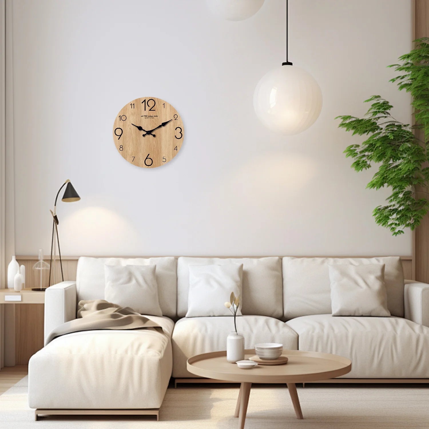 Horloge Murale en Bois Imitation Moderne – Motif Grain de Bois, Silencieuse Quartz