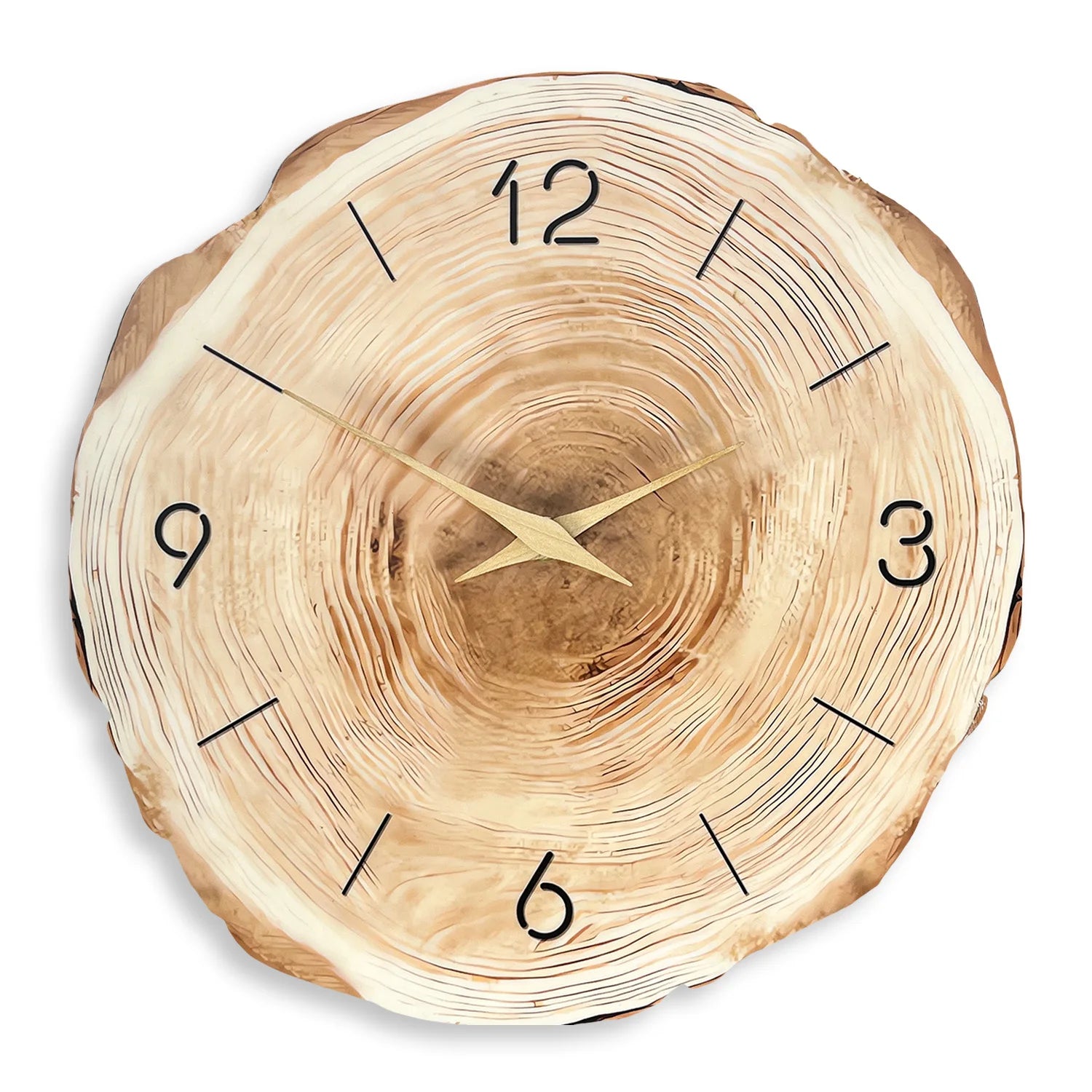 Horloge Murale en Bois – Anneau Unique, Motif Bois Naturel