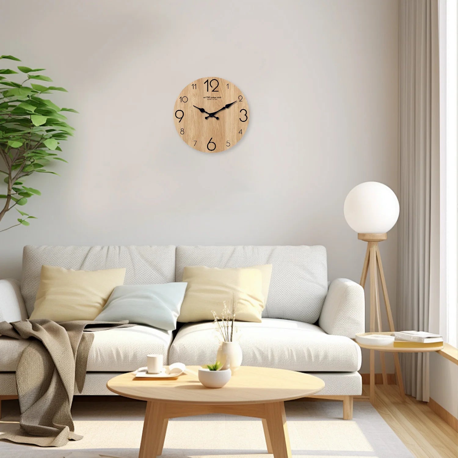 Horloge Murale en Bois Imitation Moderne – Motif Grain de Bois, Silencieuse Quartz