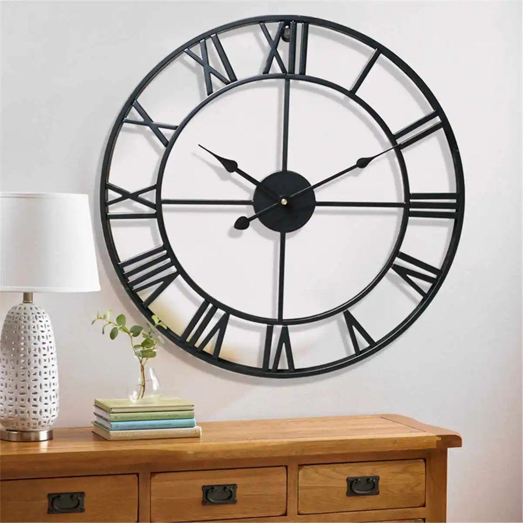 Horloge Murale Métal Style Européen – Design Antique et Silencieux