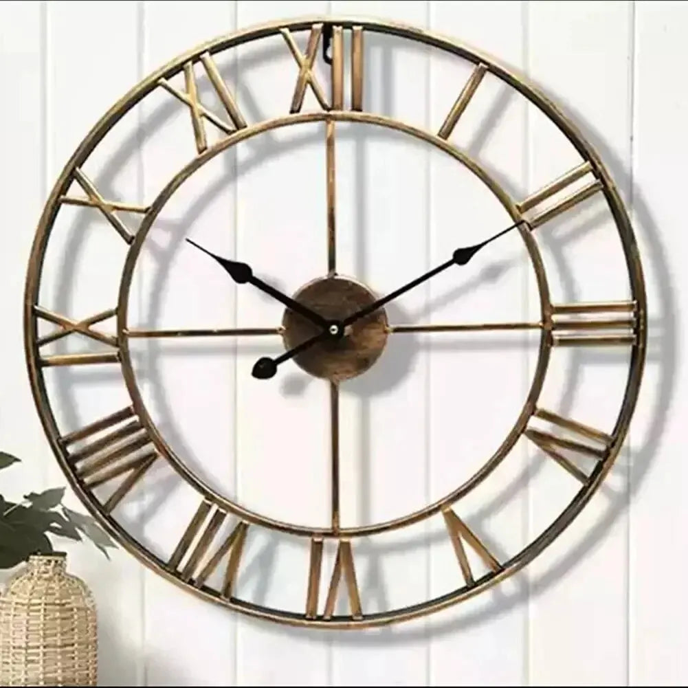 Horloge Murale Métal Style Européen – Design Antique et Silencieux